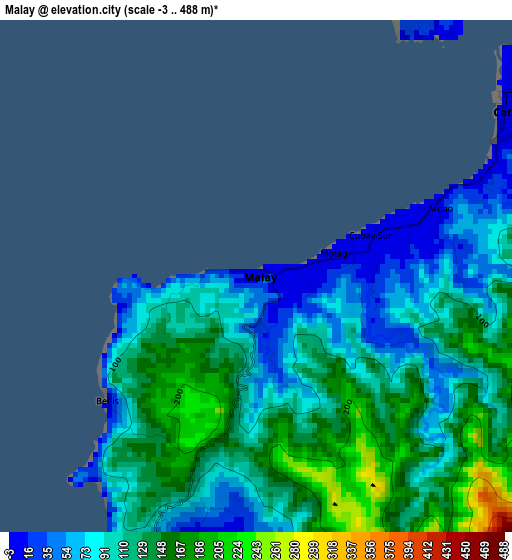 Malay elevation map