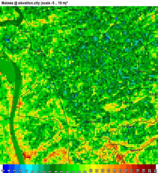 Malawa elevation map