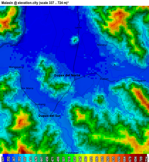 Malasin elevation map