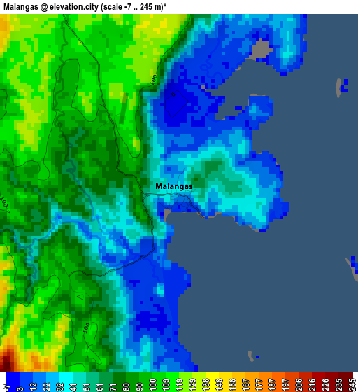 Malangas elevation map