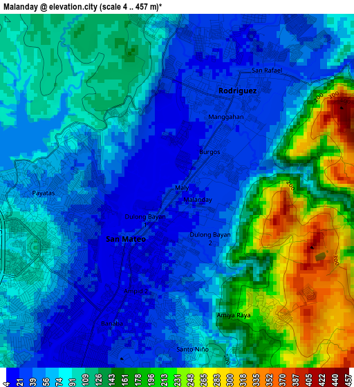 Malanday elevation map