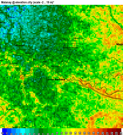 Malanay elevation map