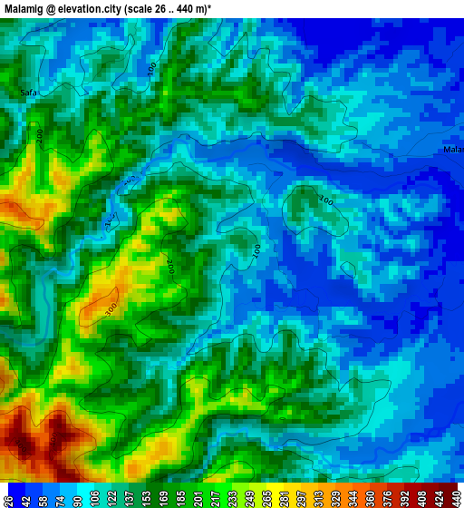 Malamig elevation map