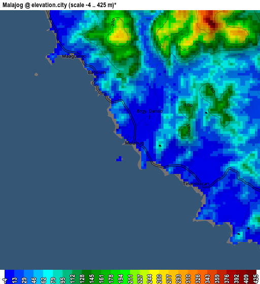 Malajog elevation map
