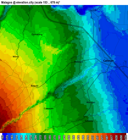 Malagos elevation map