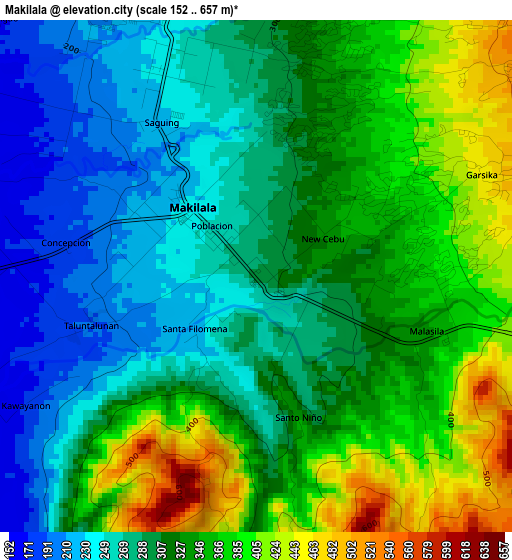 Makilala elevation map