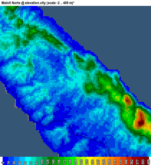 Mainit Norte elevation map