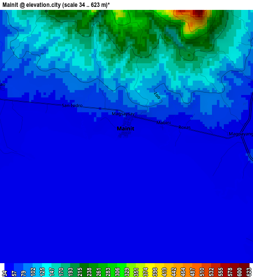 Mainit elevation map