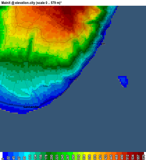 Mainit elevation map