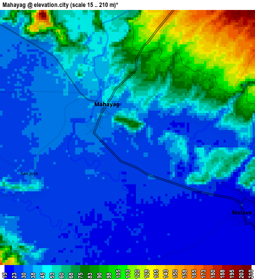 Mahayag elevation map