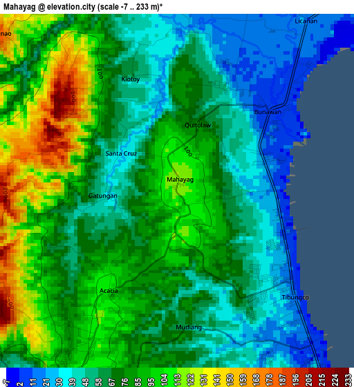 Mahayag elevation map