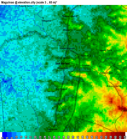 Maguinao elevation map