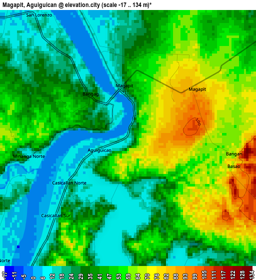 Magapit, Aguiguican elevation map