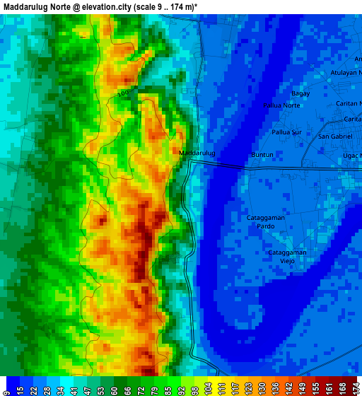 Maddarulug Norte elevation map