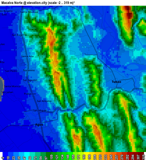 Macalva Norte elevation map