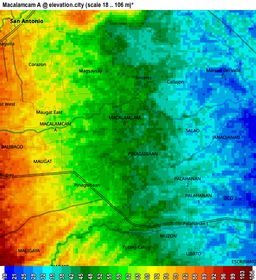 Macalamcam A elevation map