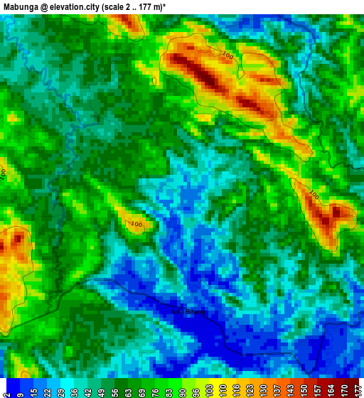 Mabunga elevation map