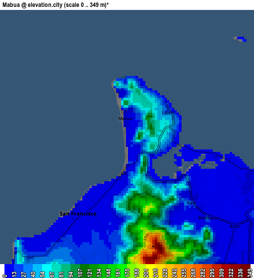 Mabua elevation map