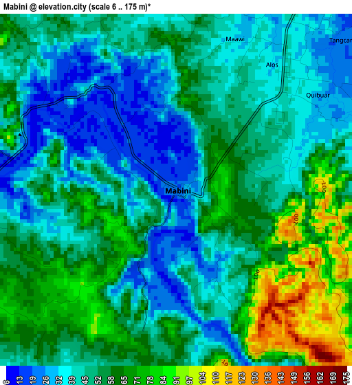 Mabini elevation map