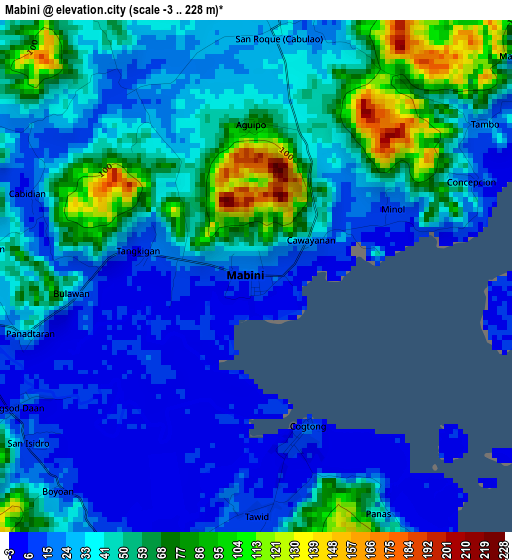 Mabini elevation map