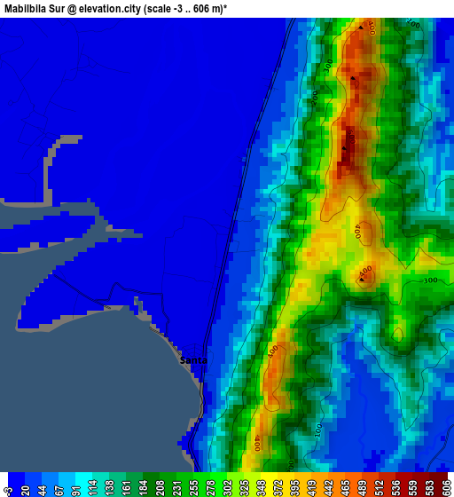 Mabilbila Sur elevation map