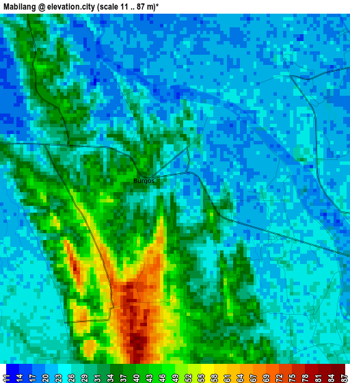 Mabilang elevation map