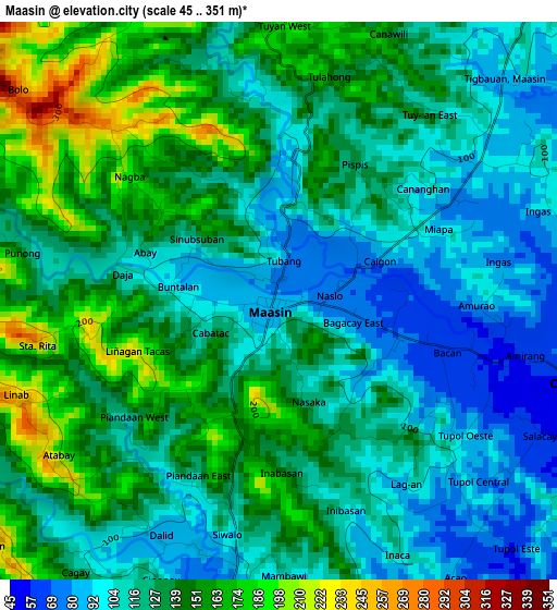 Maasin elevation map