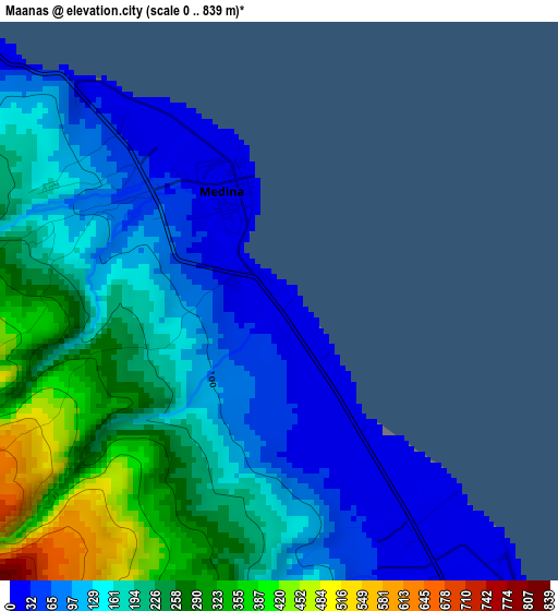 Maanas elevation map