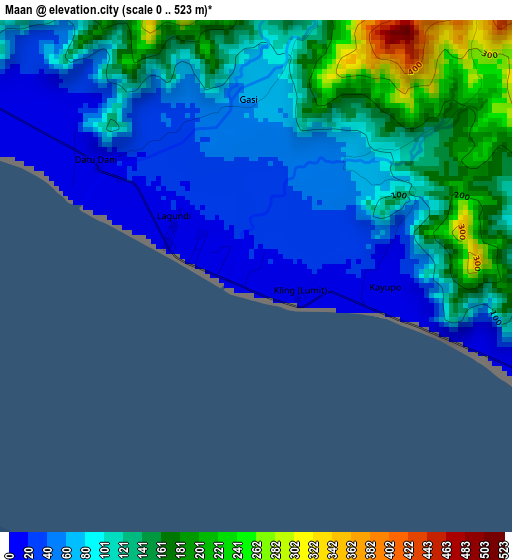 Maan elevation map