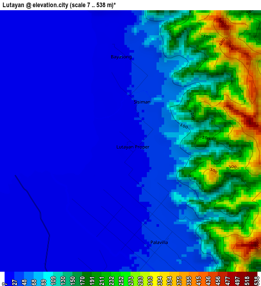 Lutayan elevation map