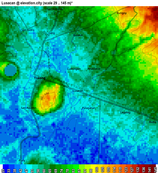 Lusacan elevation map