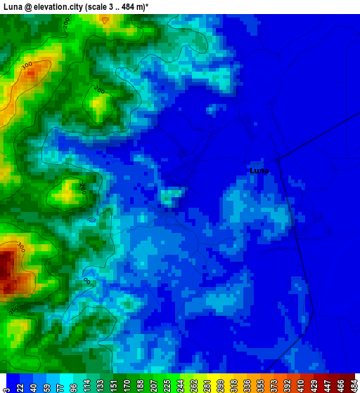 Luna elevation map