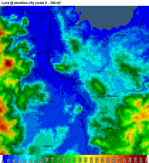 Luna elevation map