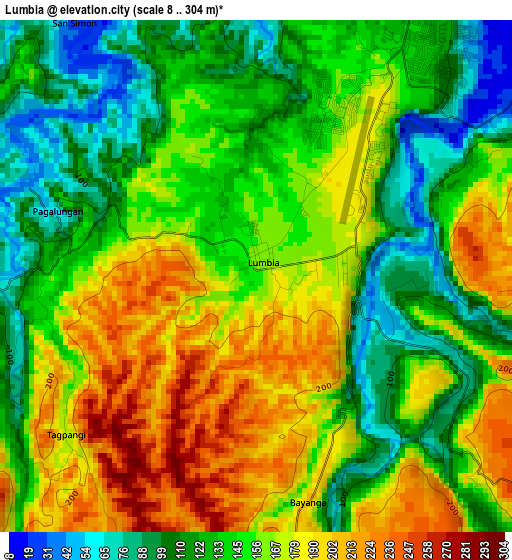 Lumbia elevation map