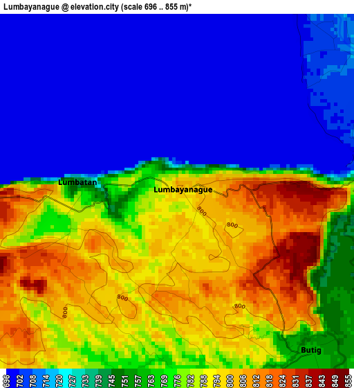 Lumbayanague elevation map