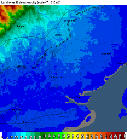 Lumbayan elevation map