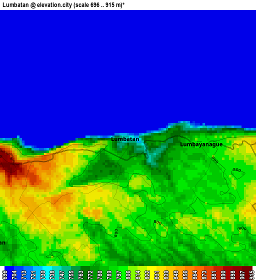 Lumbatan elevation map