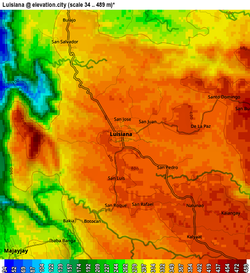 Luisiana elevation map