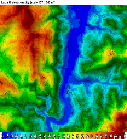 Luba elevation map