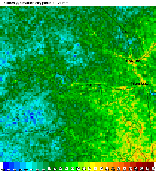 Lourdes elevation map