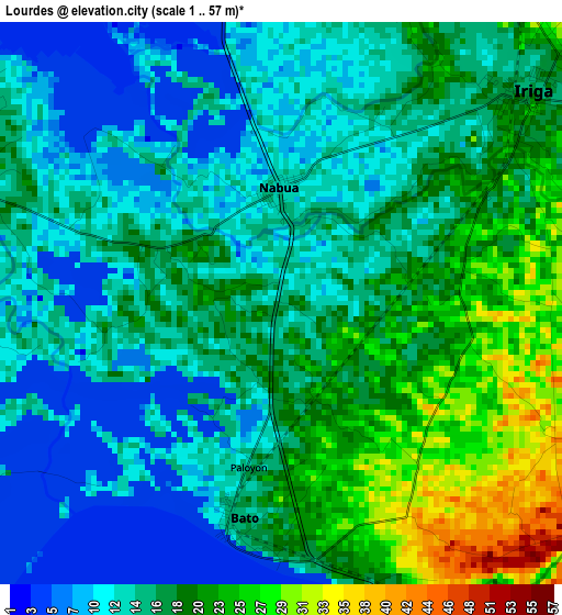 Lourdes elevation map