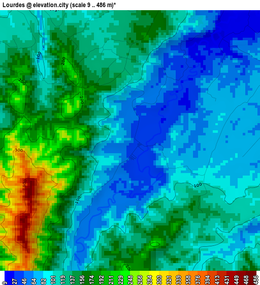 Lourdes elevation map