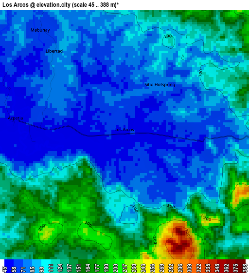 Los Arcos elevation map