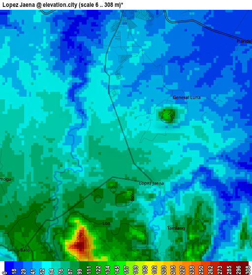 Lopez Jaena elevation map