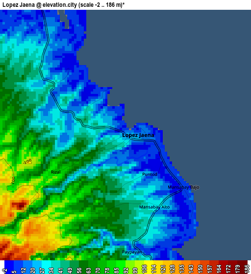 Lopez Jaena elevation map