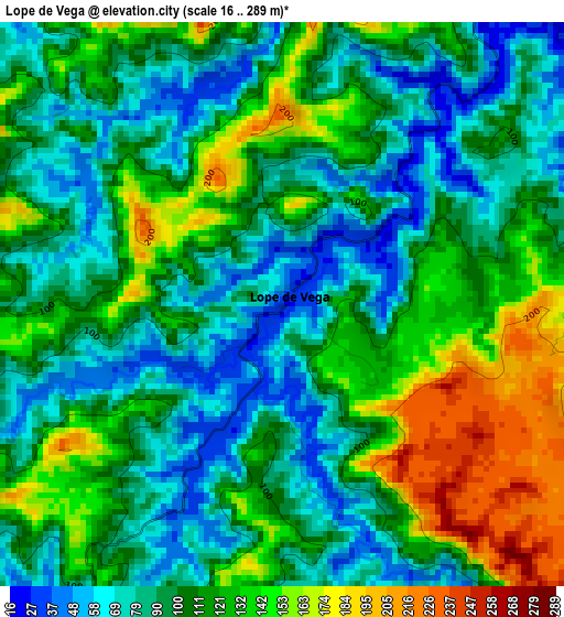 Lope de Vega elevation map