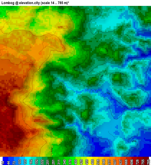 Lombog elevation map