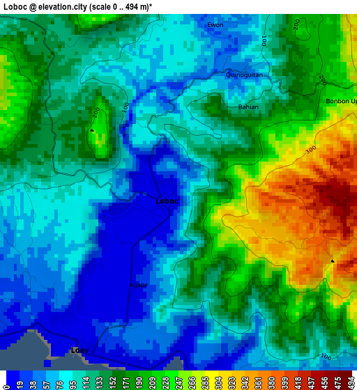 Loboc elevation map