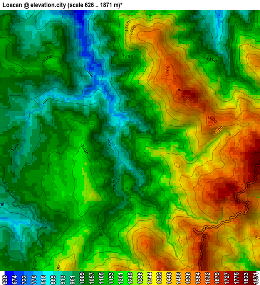Loacan elevation map