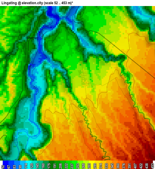 Lingating elevation map